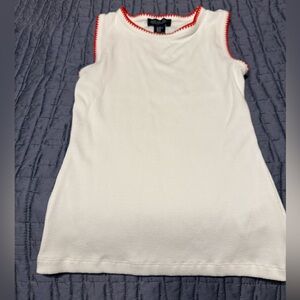 Rachel White Tank Top with Red Edging